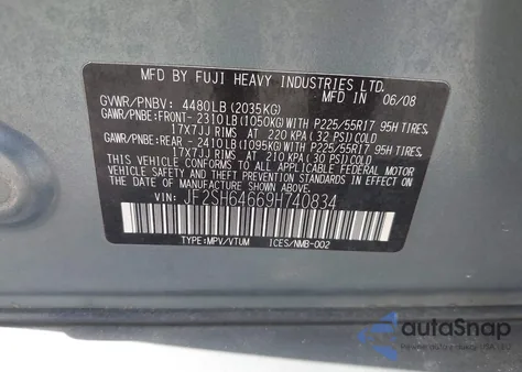 2009 Subaru Forester 2.5X Limited from USA, damaged, VIN JF2SH64669H740834